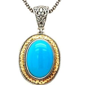 18K Samuel B. Sterling Yellow Gold Turquoise Pendant Necklace